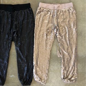 Evenuel Rose Gold Sequin Joggers Champagne Shiny